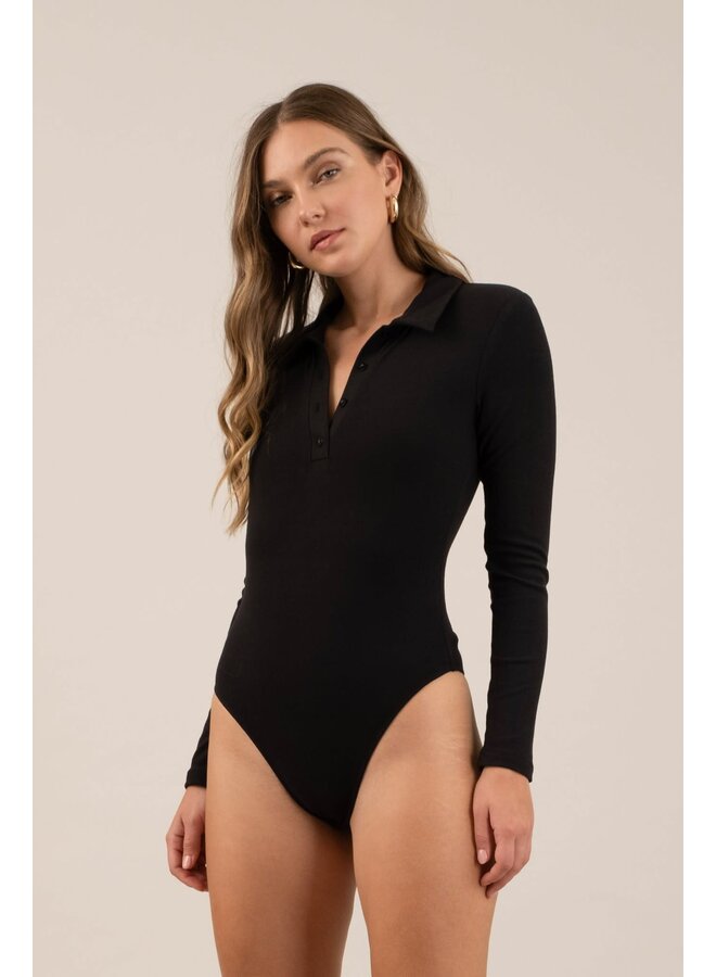 CLASSY GIRL COLLARED L/S BODYSUIT