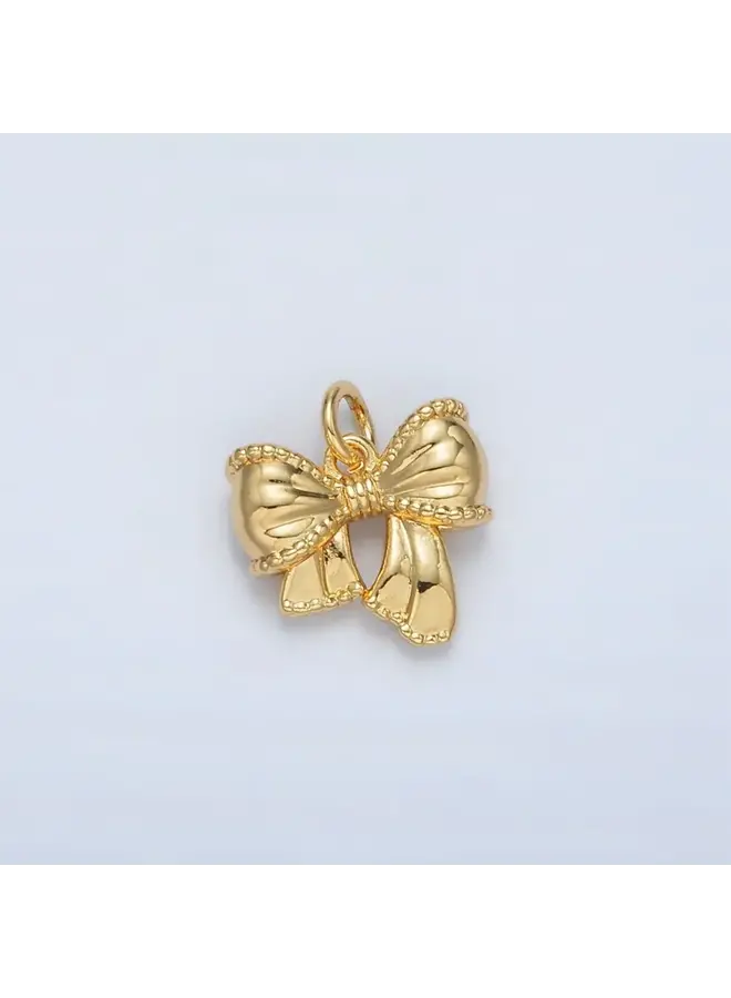 24KGF TEXTURED RIBBON BOW CHARM