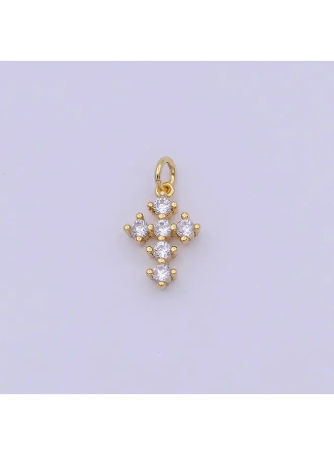 24KGF MINI CZ CROSS CHARM