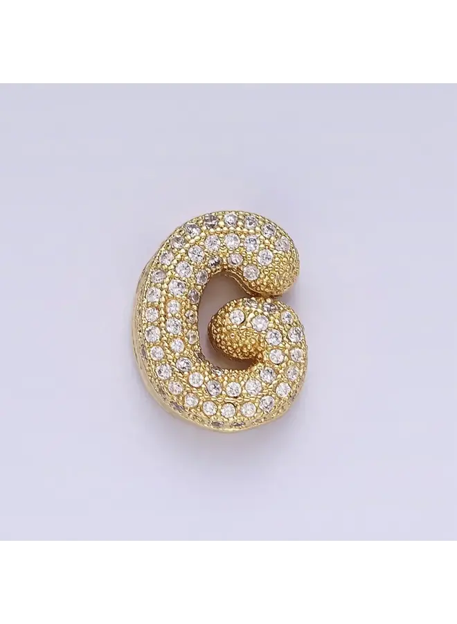 24KGF MICRO BLING INITIAL CLIP CHARM