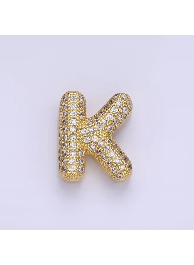 24KGF MICRO BLING INITIAL CLIP CHARM