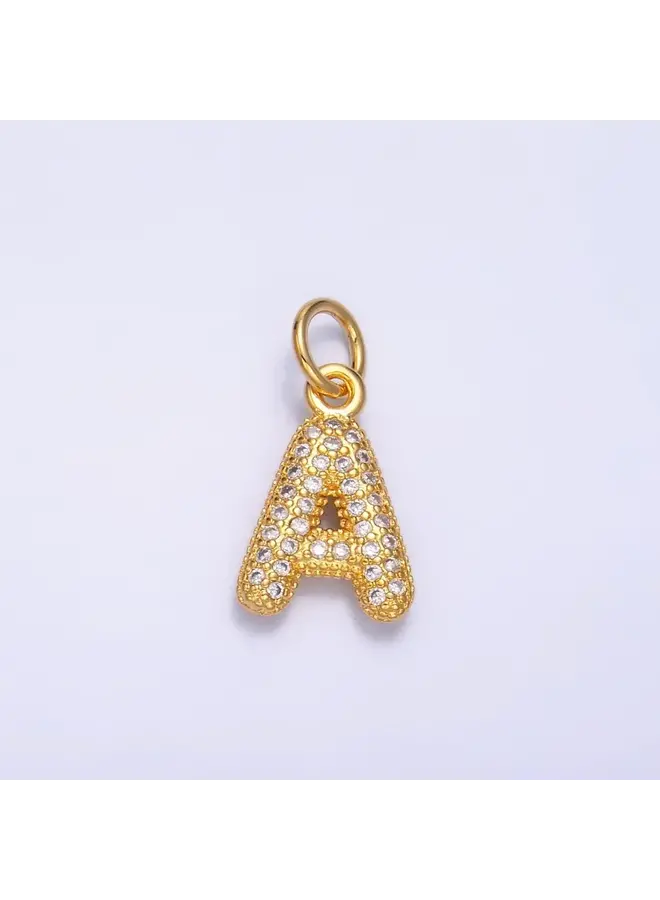 24KGF MICRO BLING INITIAL CLIP CHARM
