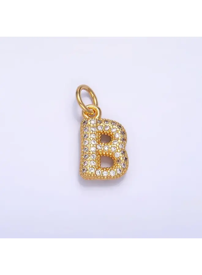 24KGF MICRO BLING INITIAL CLIP CHARM