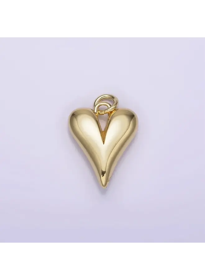 24KGF PUFFED HEART CLIP CHARM