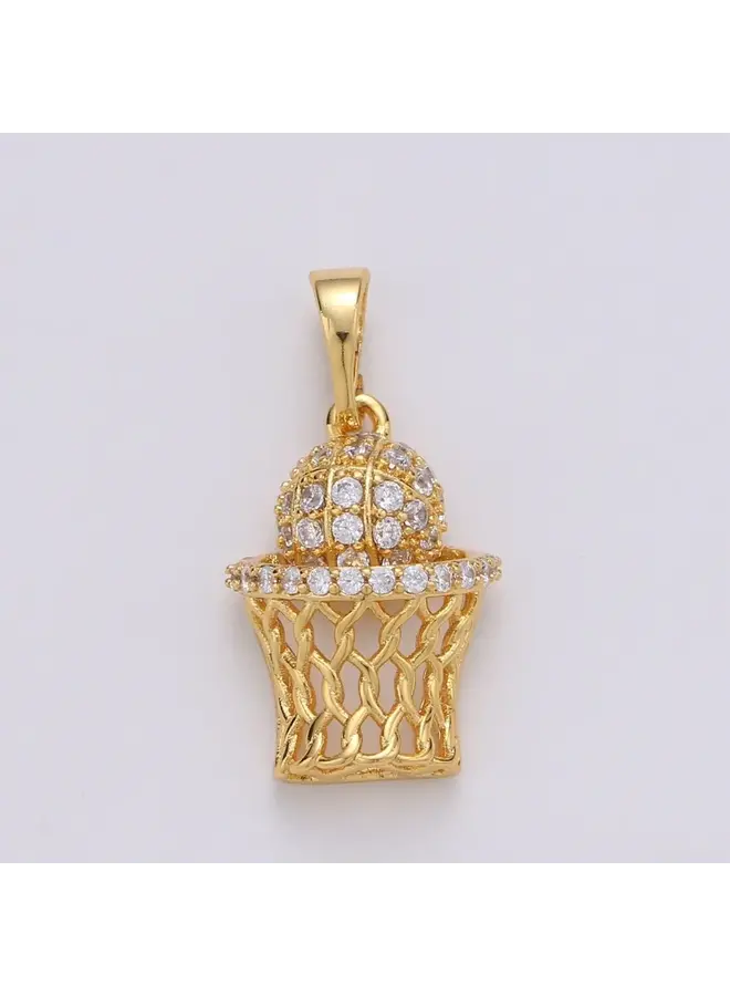 24KGF CZ BASKETBALL CLIP CHARM
