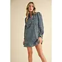 WASHED DENIM MINI DRESS