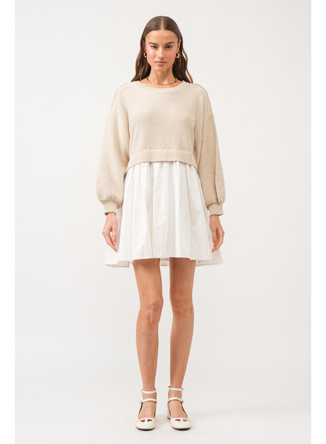 MIX IT UP NATURAL SWEATER DRESS