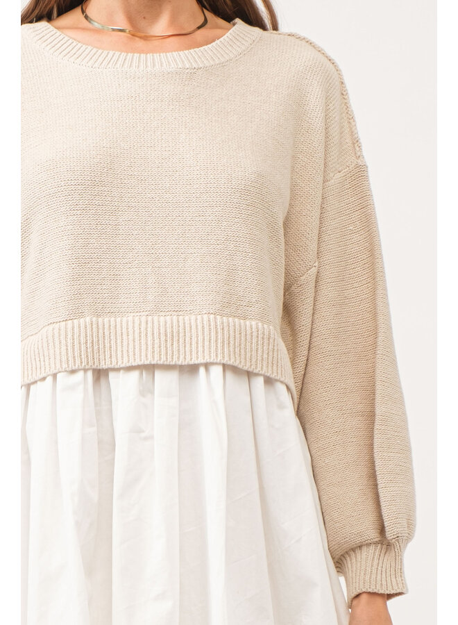 MIX IT UP NATURAL SWEATER DRESS