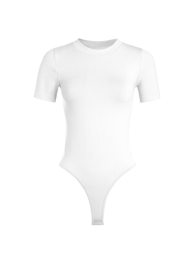 WHITE LETTY SMOOTH TEE BODYSUIT ONE SIZE