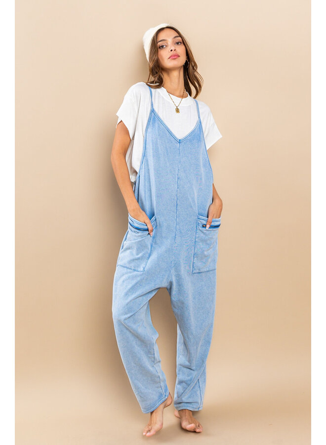 BLUE MINERAL WASHED FRENCH JUMPSUIT