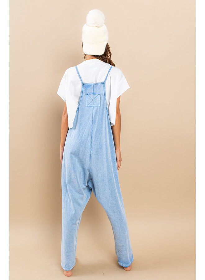 BLUE MINERAL WASHED FRENCH JUMPSUIT