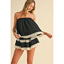 LACEY LAYERED TUBE TOP ROMPER-BLACK