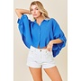 TEAGAN OVERSIZED CROP TOP - AZURE