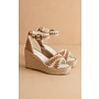 THE ESSIE ESPADRILLE SLIDE W/ EMBROIDERED STRAPS CAMEL