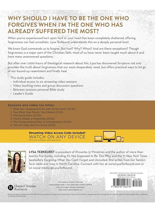 FORGIVING WHAT YOU CAN'T FORGET STUDY GUIDE