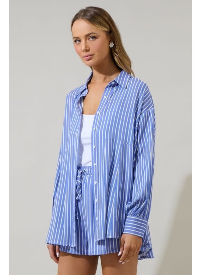 ELISE STRIPED BOYFRIEND BUTTON DOWN