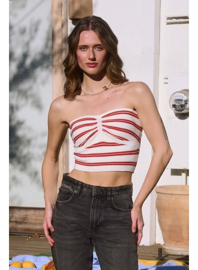 SETTING SAIL SWEATER TUBE TOP-RED