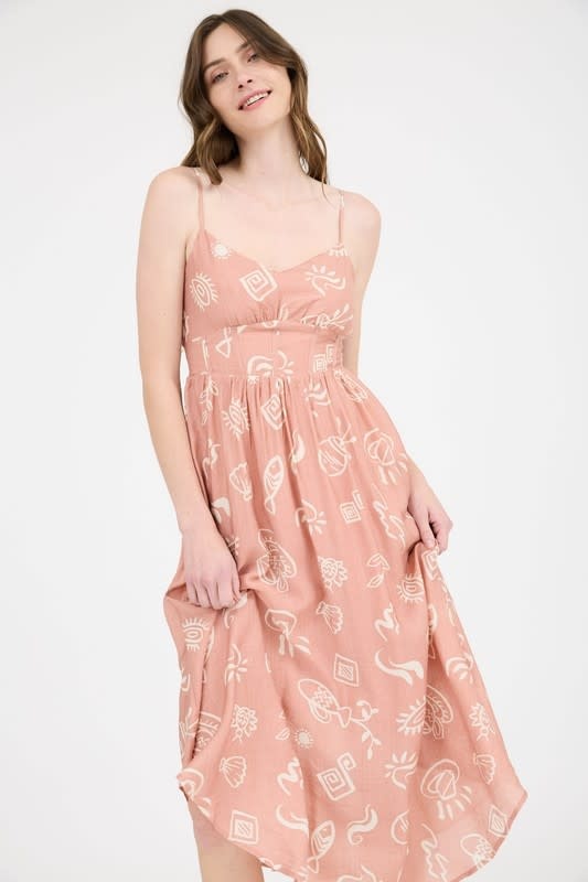 LET'S DO BRUNCH PRINTED MIDI DRESS - The Crowned Bird LET'S DO BRUNCH PRINTED MIDI DRESS - The Crowned Bird