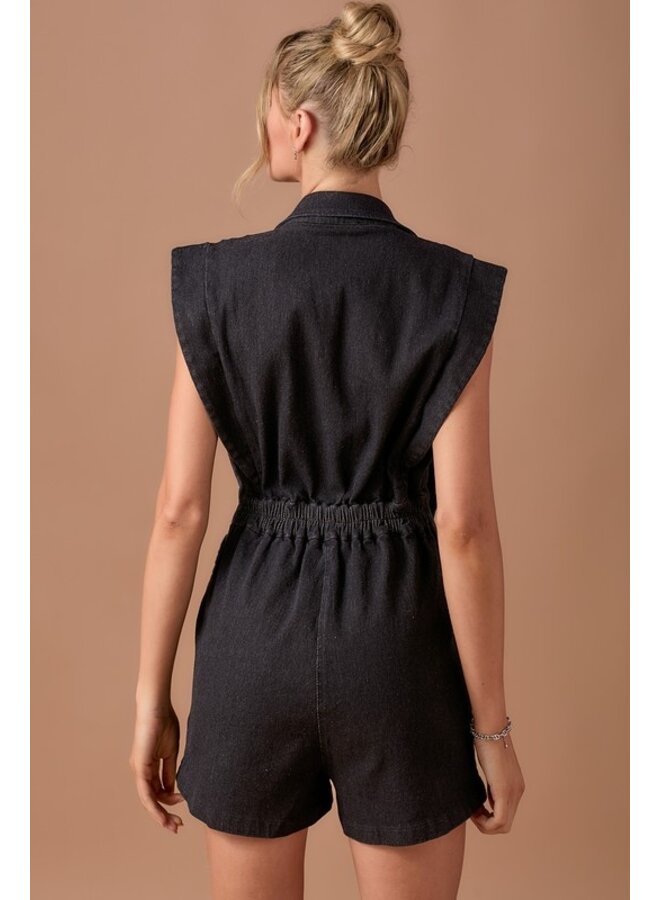 TUXEDO ROMPER - CHARCOAL