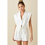 TUXEDO ROMPER - WHITE