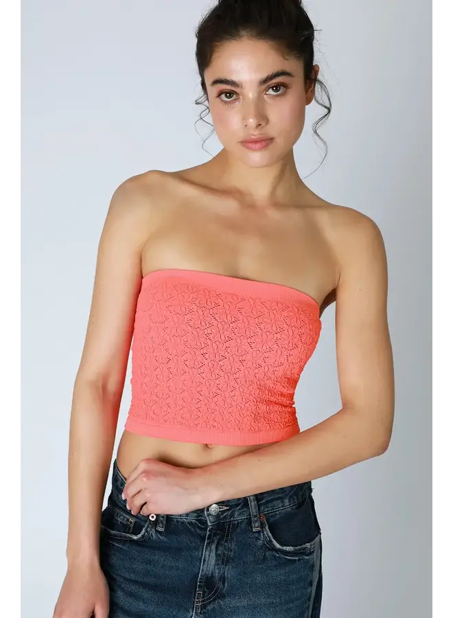 BEACH VIBES TUBE TOP-CORAL