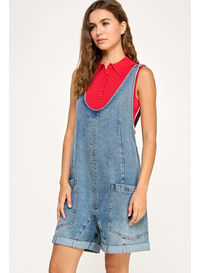 DO EVERYTHING SHORT OVERALL - MEDIUM WASH