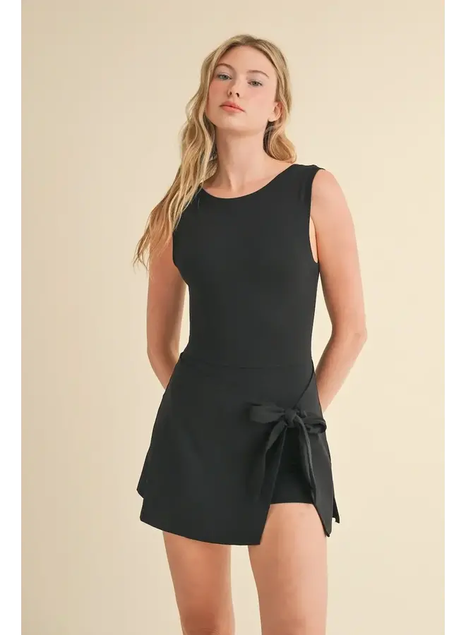 ATHLETIC WRAP DRESS-BLACK