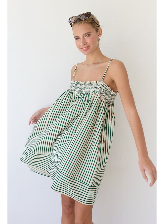 SEASIDE STRIPED BABYDOLL DRESS