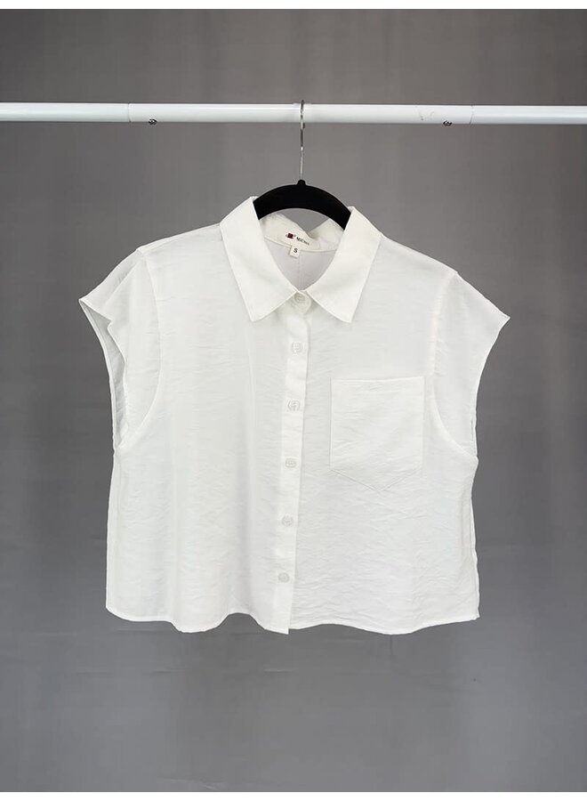 MODERN BUTTON DOWN TOP-OFF WHITE