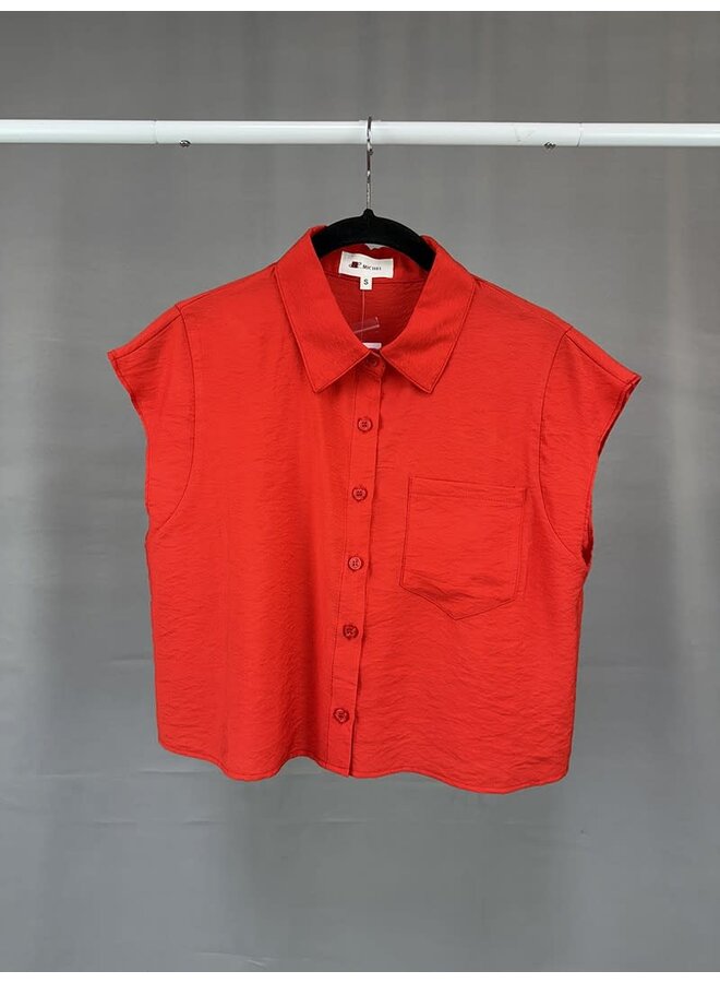 MODERN BUTTON DOWN TOP-RED