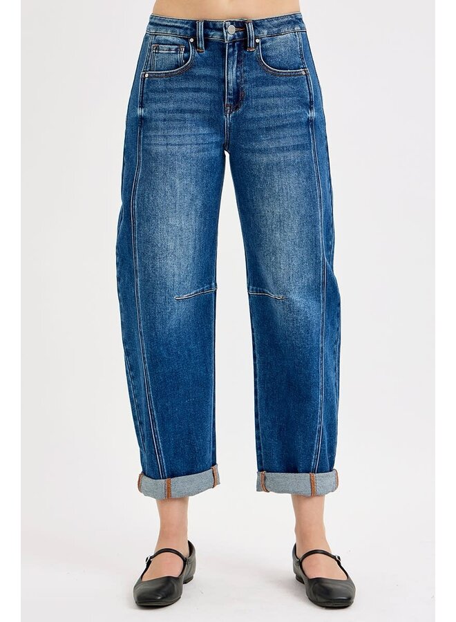 ADRIAN HIGH RISE CUFFED BARREL JEAN