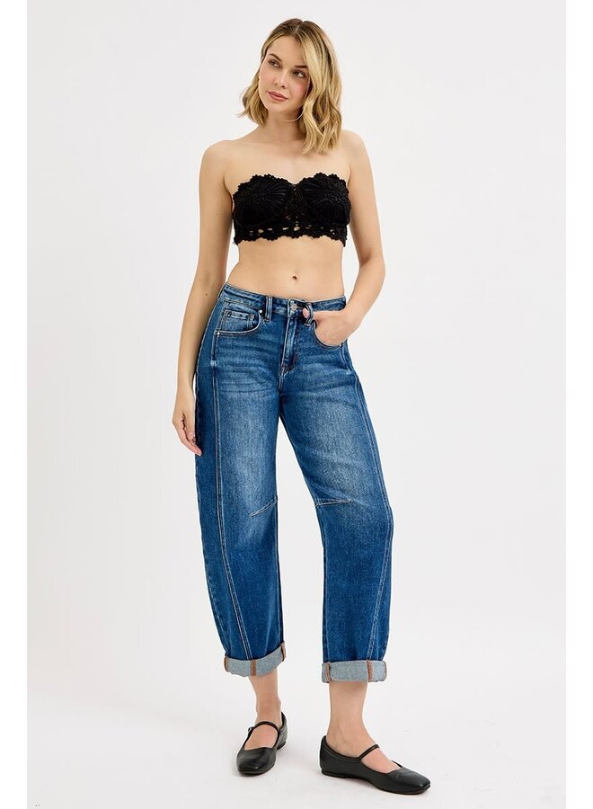 ADRIAN HIGH RISE CUFFED BARREL JEAN