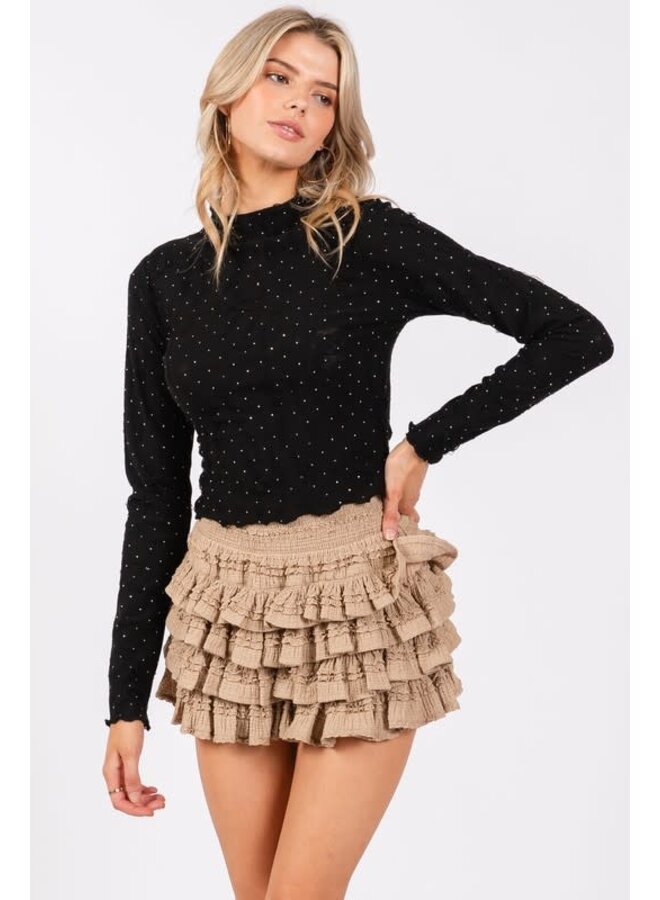 ALL RUFFLED UP SKORT-TAUPE