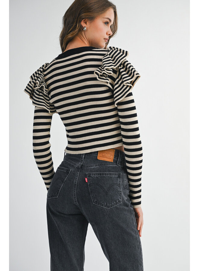 SHOULDER CHECK STRIPED TOP