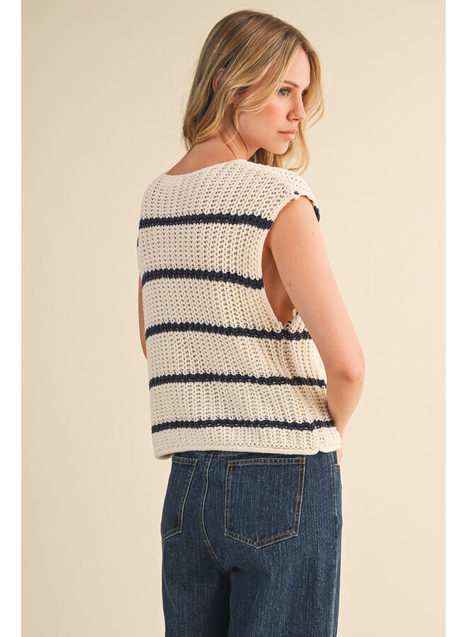 SMART GIRL STRIPED VEST-IVORY