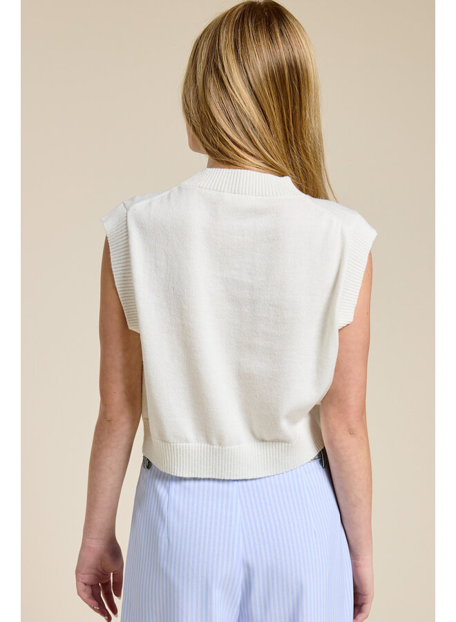 EASY DOES IT SWEATER TOP-OFF WHITE