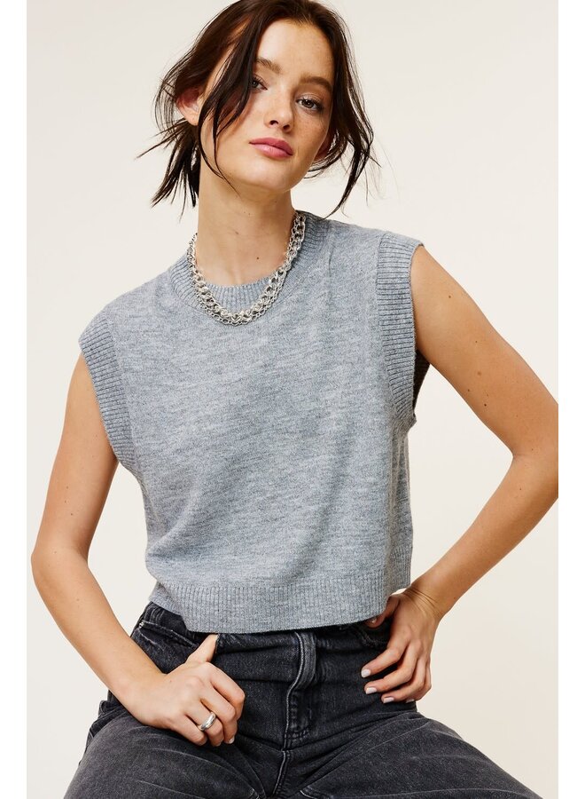 EASY DOES IT SWEATER TOP-HEATHER GREY