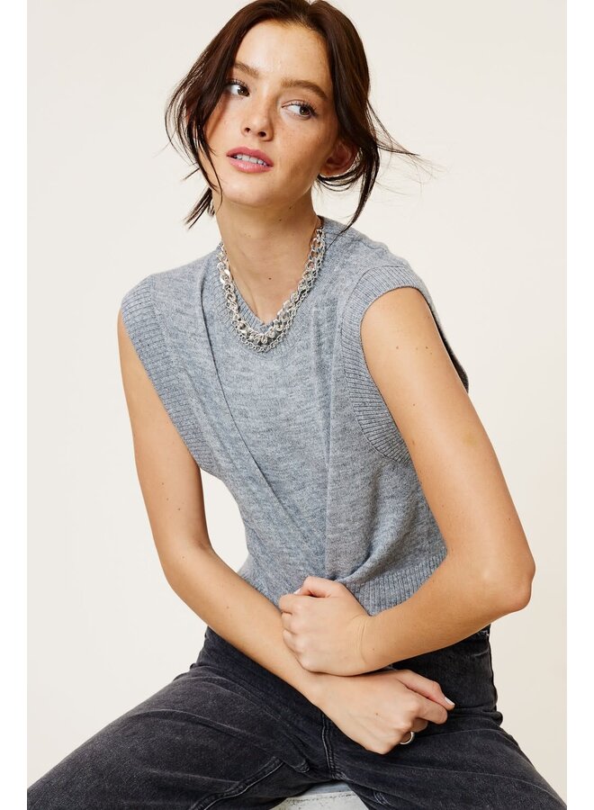 EASY DOES IT SWEATER TOP-HEATHER GREY
