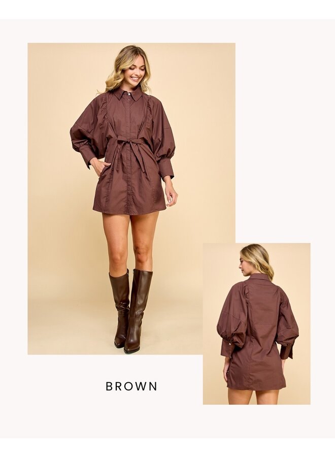THE SIGNATURE DRESS-BROWN