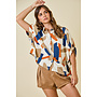 TEAGAN OVERSIZED BUTTON DOWN TOP - MULTI BRUSHSTROKES