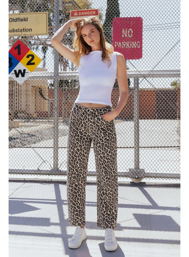KATE HIGH RISE LEOPARD BARREL JEAN