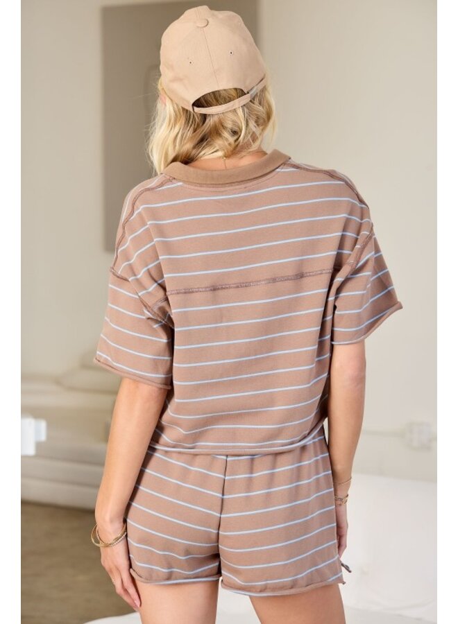 CALL ME OUT STRIPED SET - MOCHA/BLUE