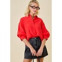 IT'S IN THE SLEEVES BUTTON DOWN TOP - RED