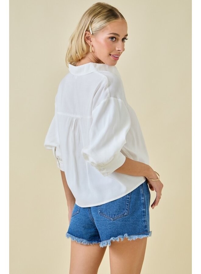 IT'S IN THE SLEEVES BUTTON DOWN TOP - OFF WHITE