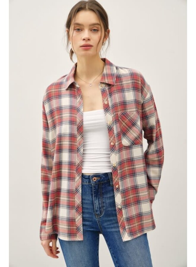 PLAID IT UP BUTTON DOWN TOP