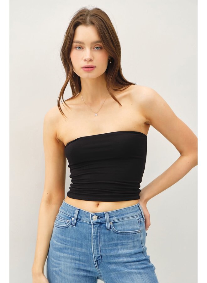 YES BASICALLY BANDEAU TOP-BLACK