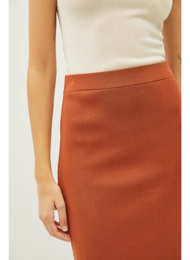 EASY EASY KNIT MIDI SKIRT-RUST