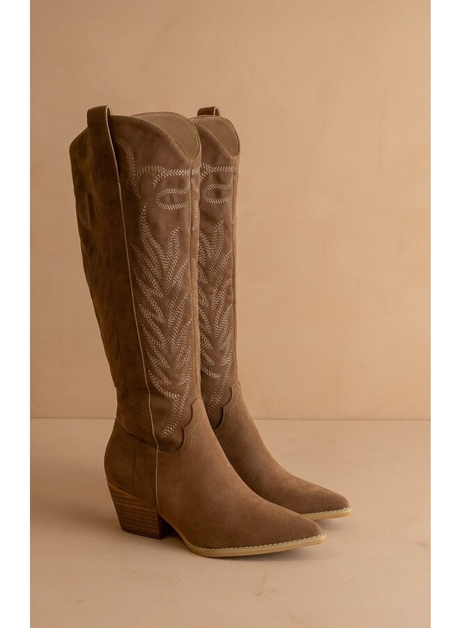 THE SAMARA EMBROIDERED TALL BOOT-BROWN