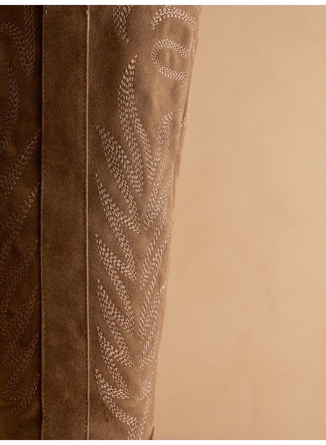 THE SAMARA EMBROIDERED TALL BOOT-BROWN