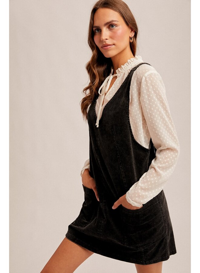 CORD & CHARM OVERALL DRESS